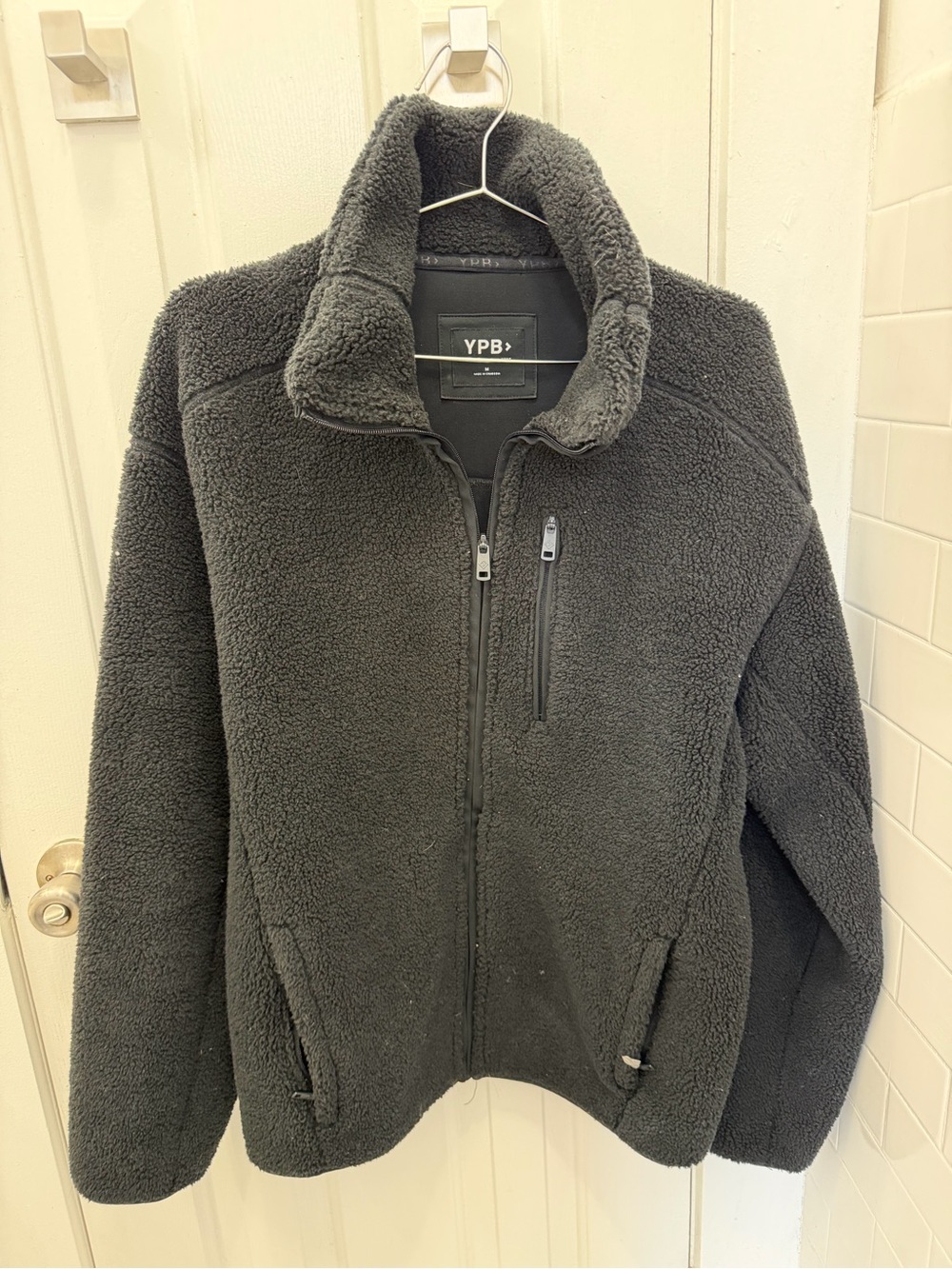 Abercrombie & Fitch Men’s Dark Gray Sherpa Zip Jacket